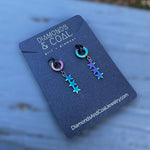 Thick Huggie Hoop Earrings - Rainbow Stars