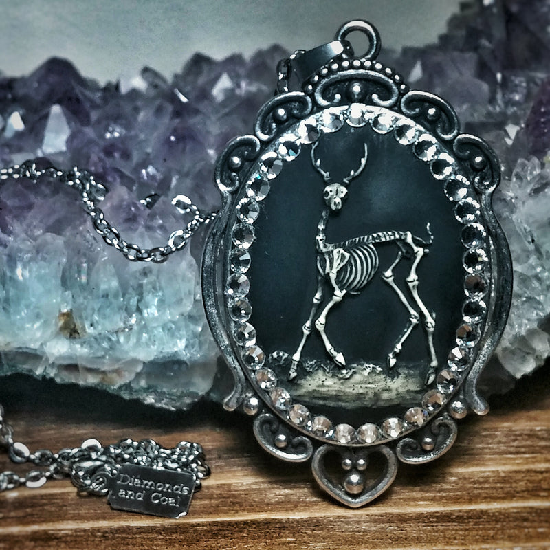 Deer Skull Cameo Necklace