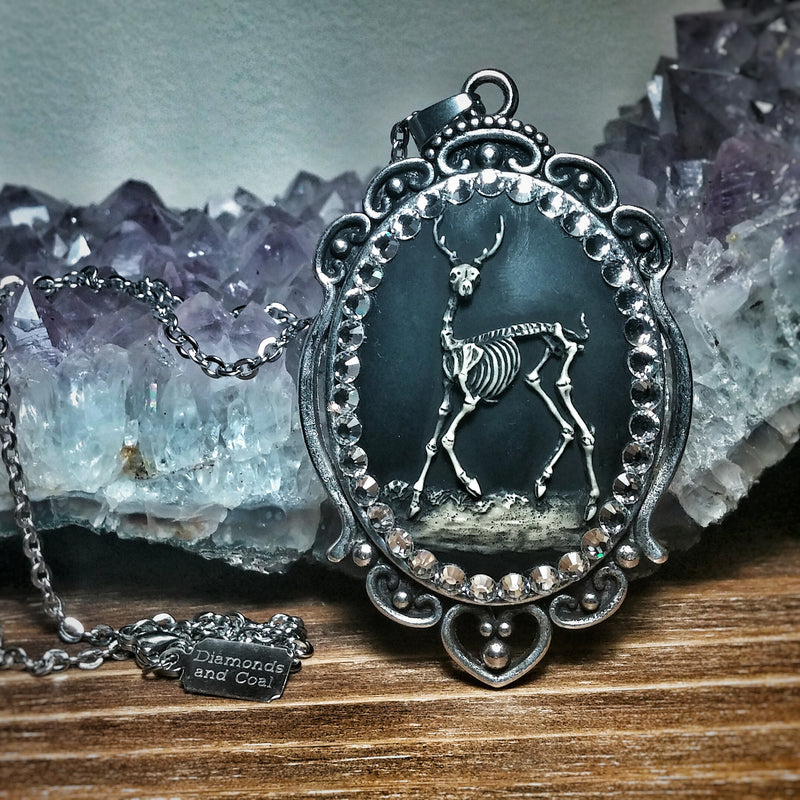 Deer Skull Cameo Necklace