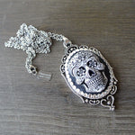 Dia De Los Muertos Sugar Skull Cameo Necklace