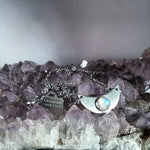 Rainbow Moonstone Crescent Moon Necklace