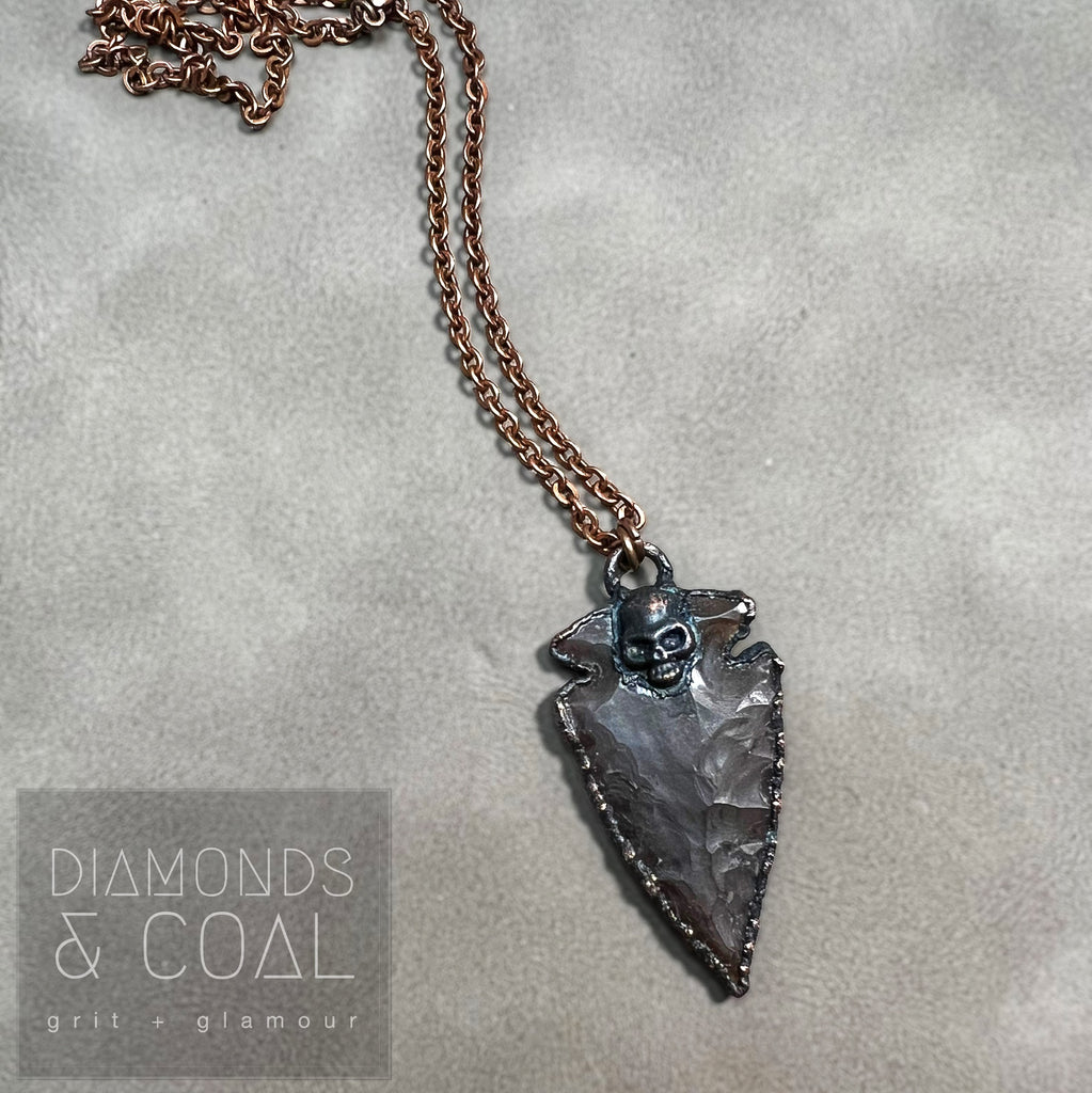 Electroformed Agate Arrowhead Necklace - Dark Brown