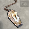 Electroformed Large Agate Druzy Coffin and Skulls Necklace