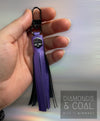 Faux Leather Tassle Key Fob - Skull