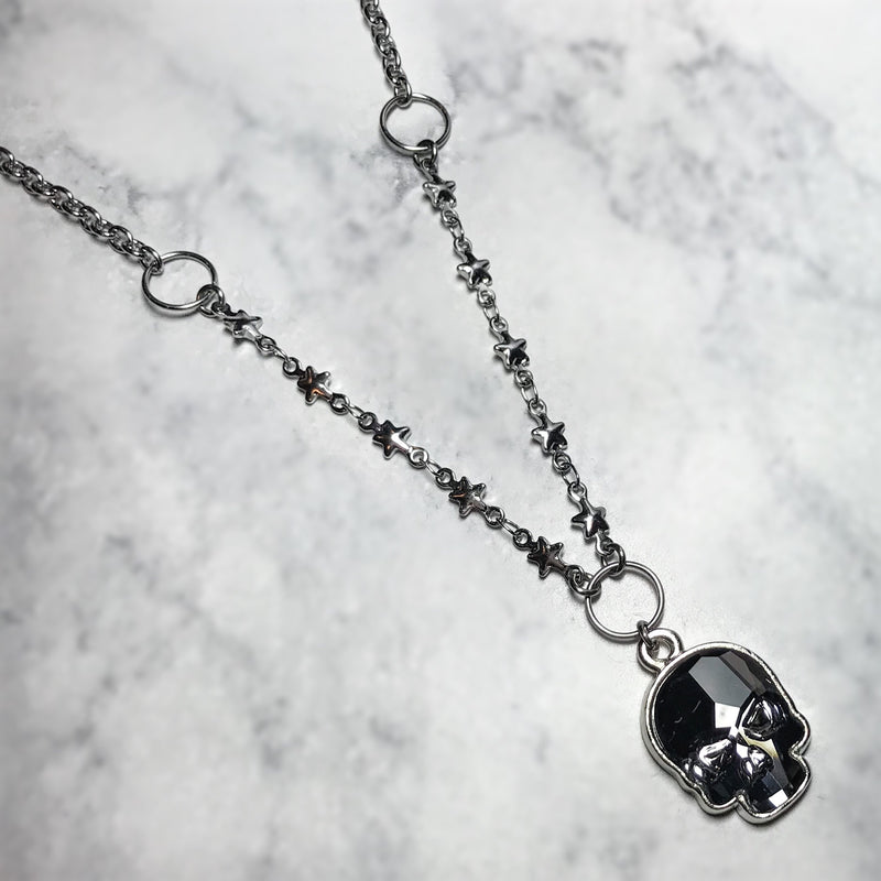 Deluxe Swarovski Skull Necklace - Silver