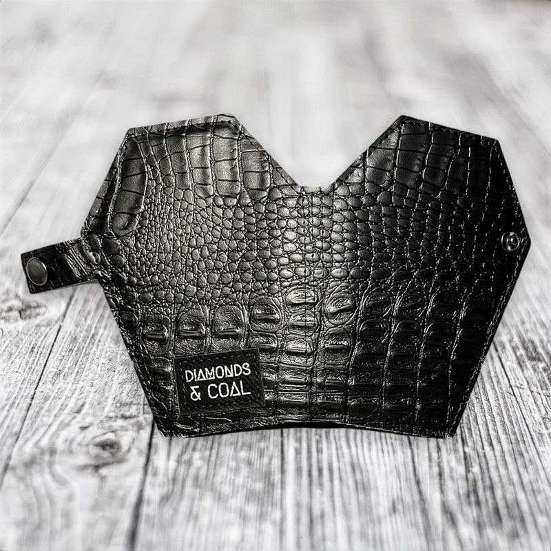 Mini Coffin Wallet - Black Gator