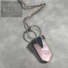 Electroformed Rose Quartz Point with Black Druzy Dagger Necklace