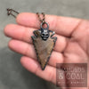 Electroformed Agate Arrowhead Necklace - Light Brown